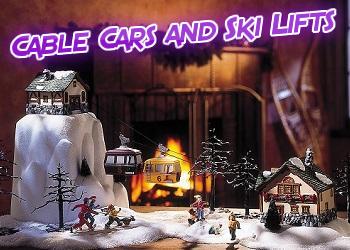 Christmas village cable cars, ski lifts, gondolas
