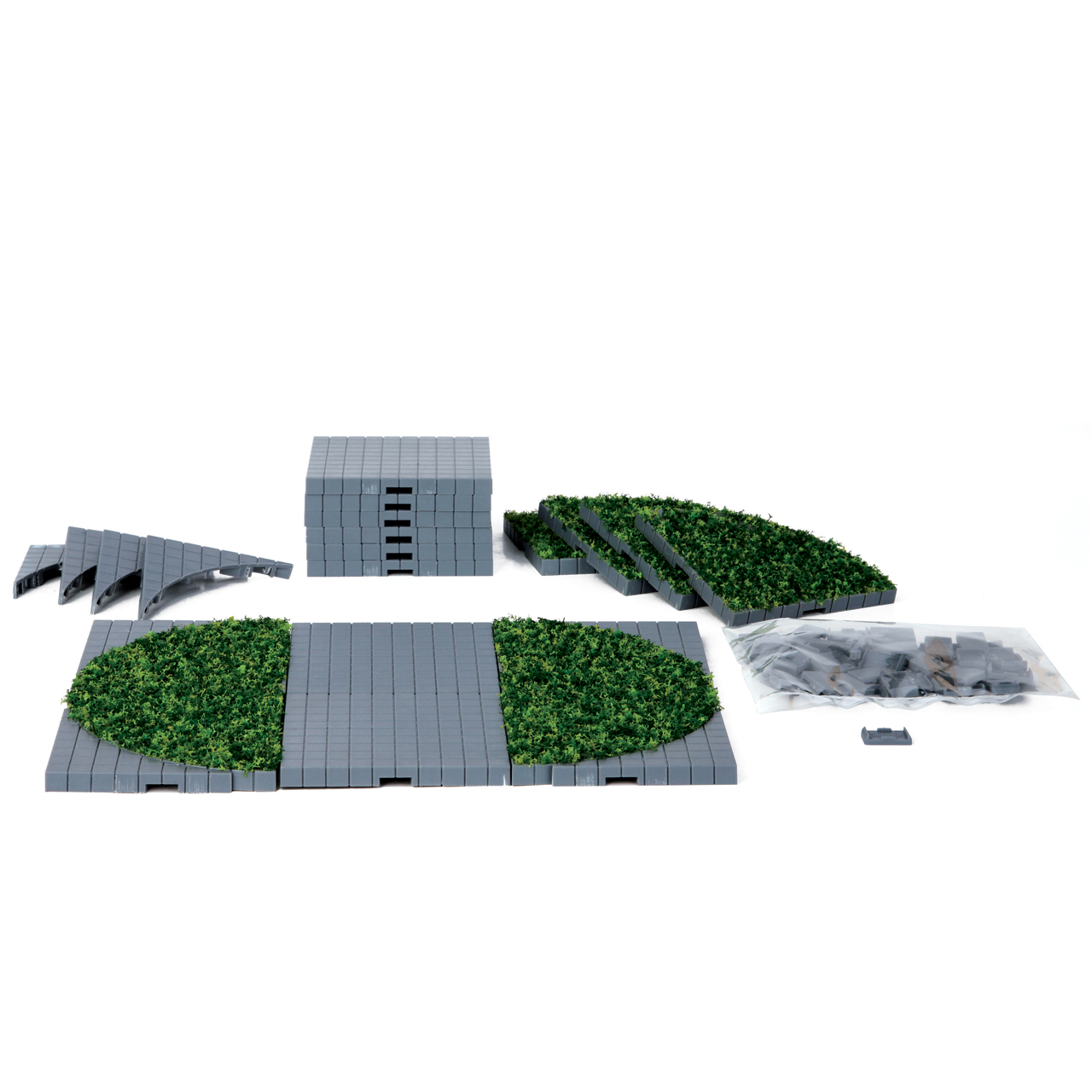 Lemax Plaza System (Grey, Round Grass) - 24 Pcs